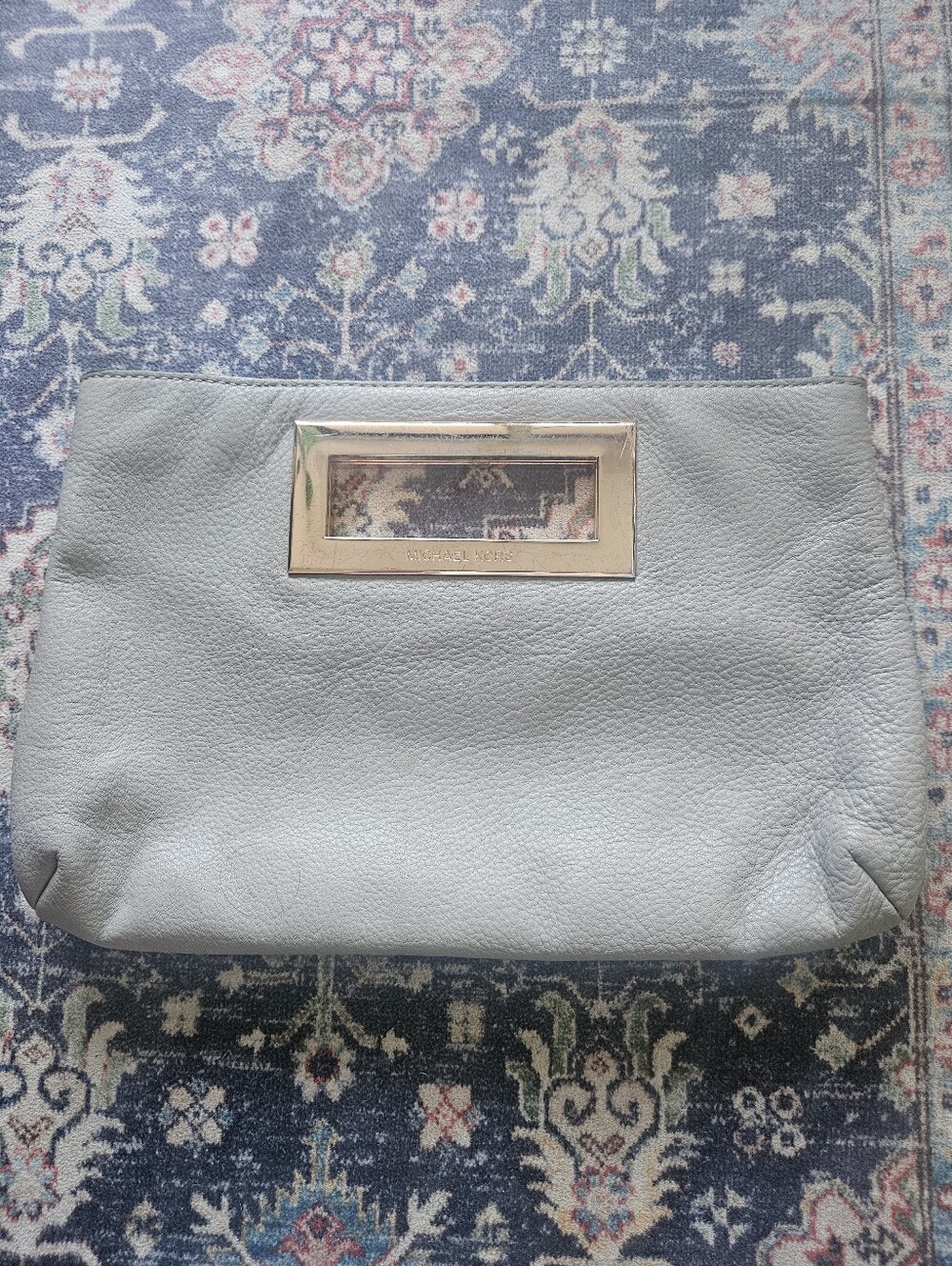 Grey pebbled leather Michael Kors Berkley clutch